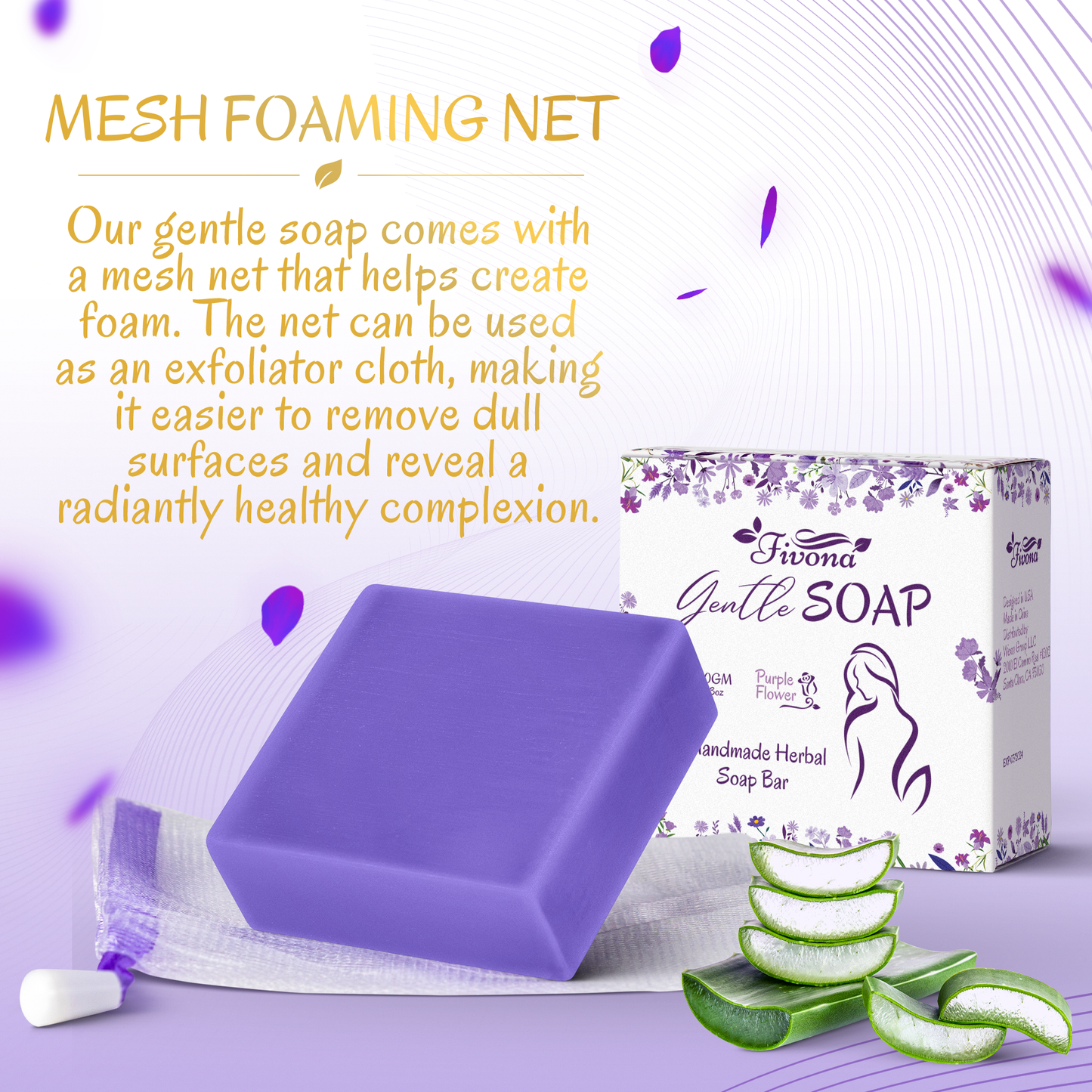 HERBAL FEMININE YONI SOAP WITH FOAM BAG PURPLE FLOWER