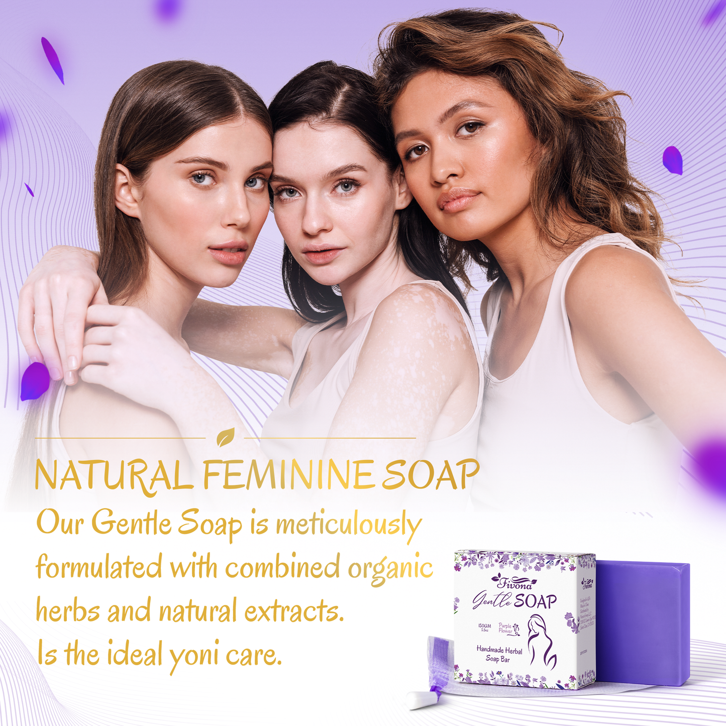 HERBAL FEMININE YONI SOAP WITH FOAM BAG PURPLE FLOWER