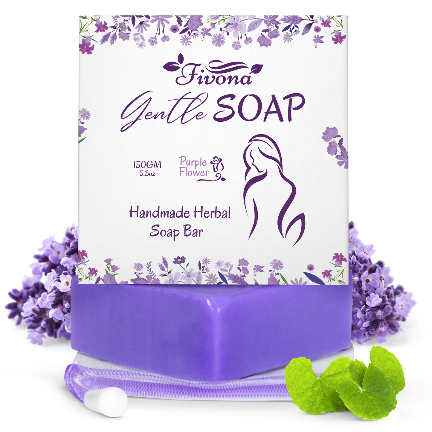 HERBAL FEMININE YONI SOAP WITH FOAM BAG PURPLE FLOWER