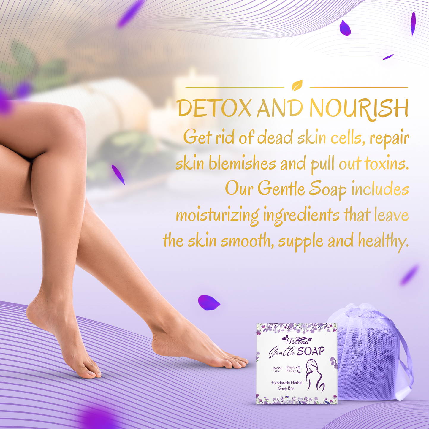 HERBAL FEMININE YONI SOAP WITH FOAM BAG PURPLE FLOWER