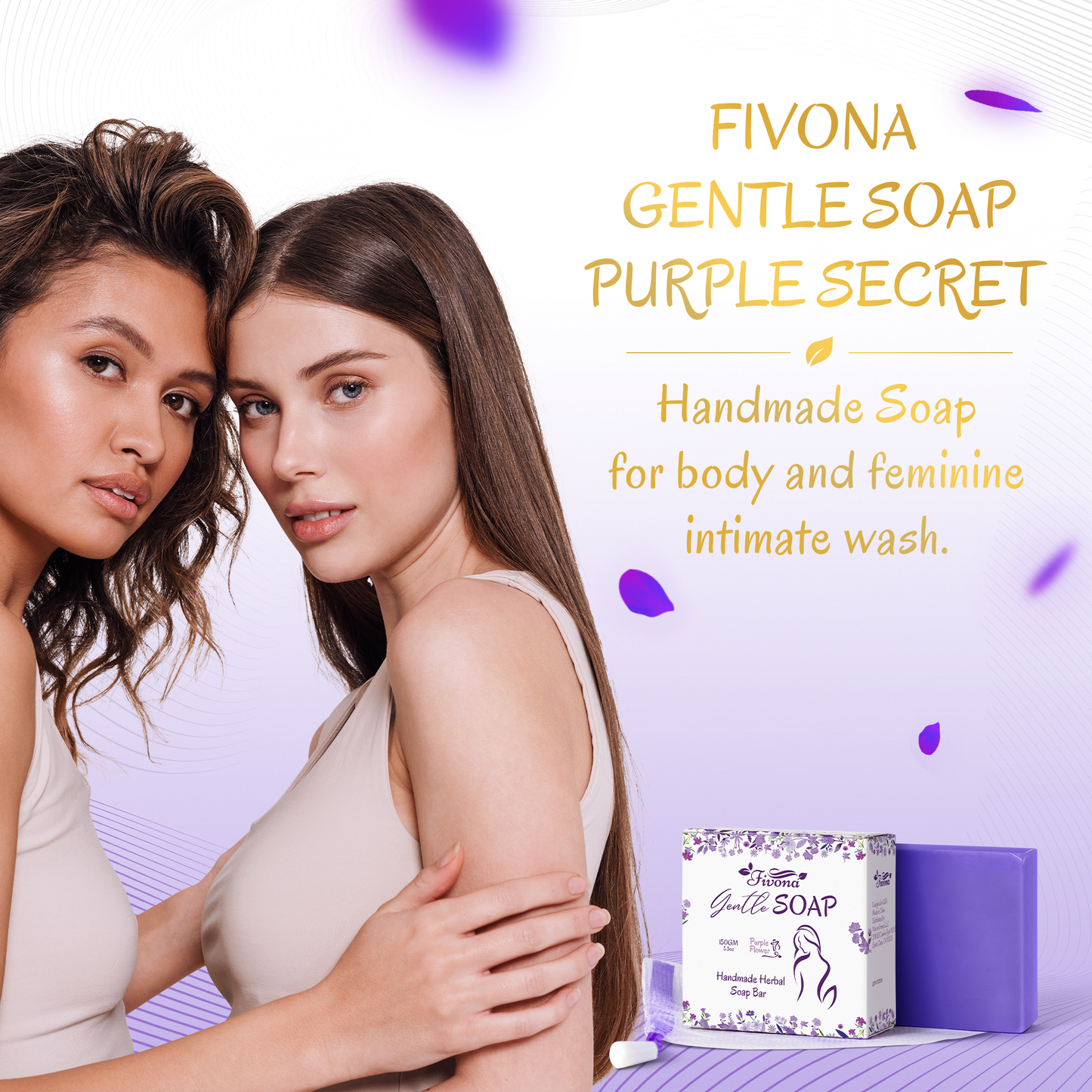 HERBAL FEMININE YONI SOAP WITH FOAM BAG PURPLE FLOWER
